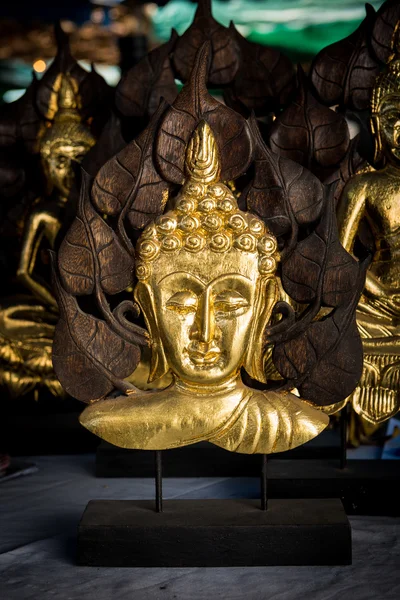 Traditional Thai style Lord Buddha's face wood carving — Stock Photo, Image