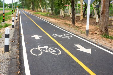 asfalt üzerinde bisiklet yol levhası. 