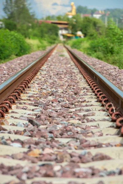 Rutebilder av et jernbanespor – stockfoto