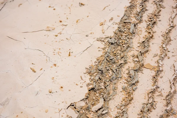 Τροχός κομμάτι στο αποξηραμένα ραγισμένα χώμα — Φωτογραφία Αρχείου