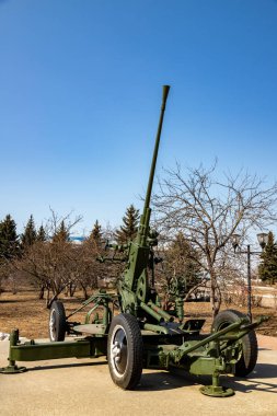 Rybinsk 'teki Volga setinde otomatik uçaksavar tabancası 37 mm model 1939 61-K. İlk Sovyet otomatik uçaksavar silahı..
