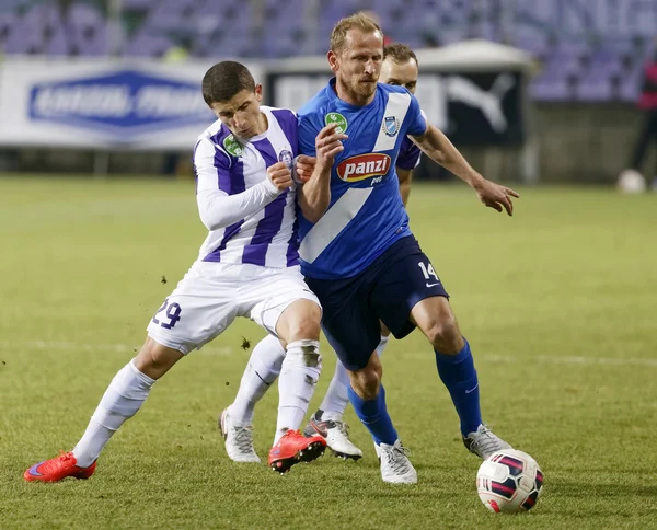 BUDAPEST, HUNGARY - MAY 7, 2016: Enis Bardhi (L) Of Ujpest FC