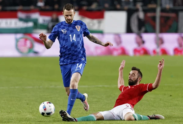 Hongarije vs. Kroatië Internationale vriendschappelijke voetbalwedstrijd — Stockfoto