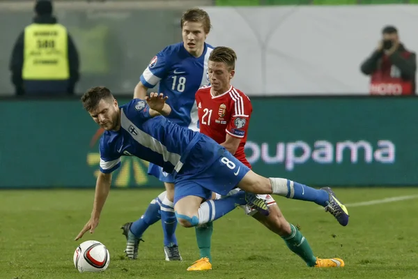 Hungría vs. Finlandia UEFA Euro 2016 partido de fútbol clasificatorio — Foto de Stock