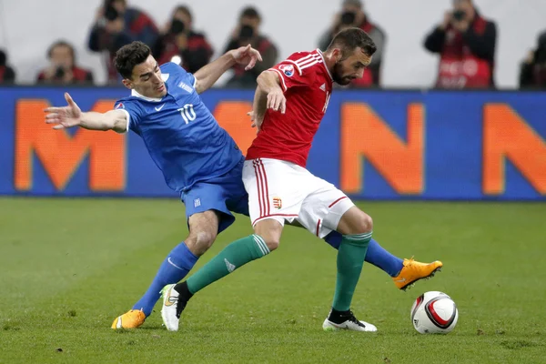 Hungría vs Grecia UEFA Euro 2016 partido de fútbol clasificatorio — Foto de Stock
