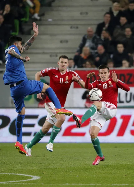 Hungría vs Grecia UEFA Euro 2016 partido de fútbol clasificatorio —  Fotos de Stock