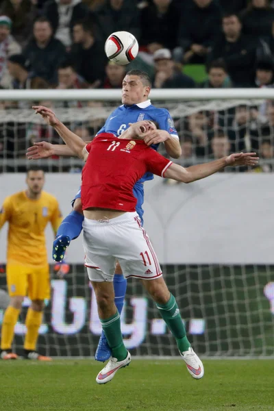 Угорщина проти Греції Uefa Euro 2016 року кваліфікатор футбольний матч — стокове фото