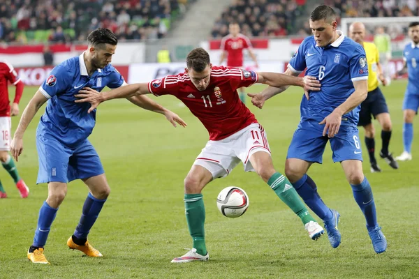 Hungría vs Grecia UEFA Euro 2016 partido de fútbol clasificatorio —  Fotos de Stock