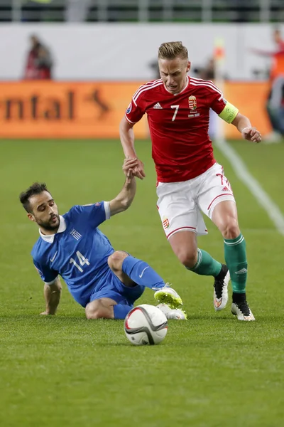 Macaristan vs Yunanistan Uefa Euro 2016 niteleyici futbol maçı — Stok fotoğraf