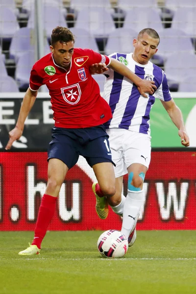 Jogo de futebol Ujpest vs. Videoton OTP Bank League — Fotografia de Stock