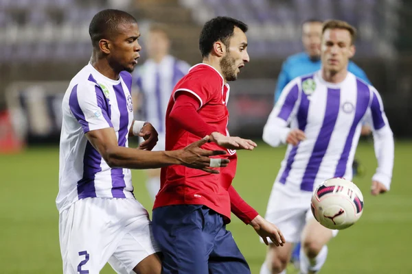 Ujpest 대 Videoton Otp 은행 리그 축구 경기 — 스톡 사진