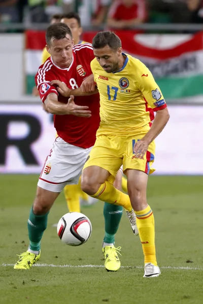 Hungary vs. Romania UEFA Euro 2016 qualifier football match — Stock Photo, Image