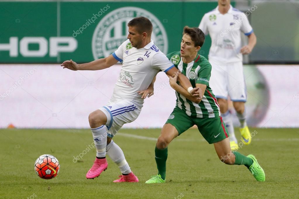 BUDAPEST, HUNGARY - MAY 7, 2016: Bojan Sankovic (R) Of Ujpest FC