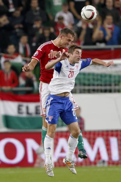 Maďarsko-Faerské ostrovy Uefa Euro 2016 kvalifikátor fotbalových zápa — Stock fotografie