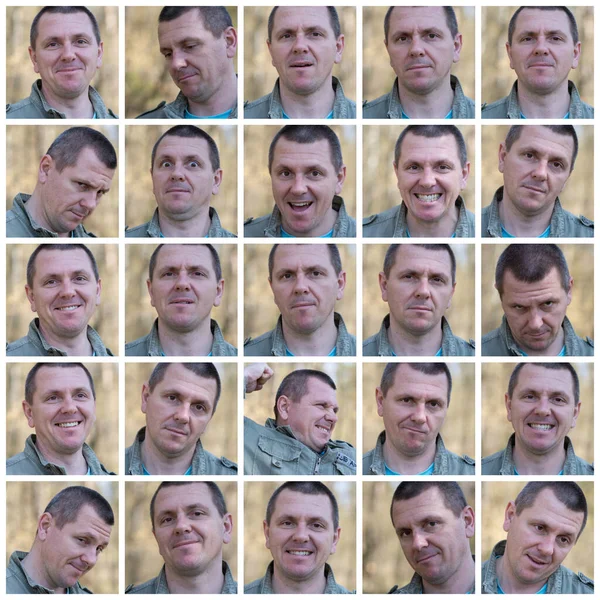 Emotions Gesture Man Expresses Various Emotions His Face — Stock Photo, Image