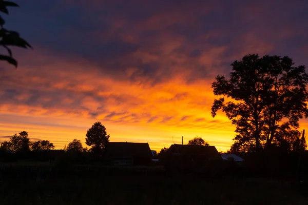 Incroyablement Beau Coucher Soleil Coloré Dans Ciel Soir — Photo