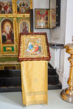 Epiphany Katedrali. Tapınağın dekorasyonu. Nil Çölü. Nilo-Stolobenskaya Çölü. Tver bölgesi.