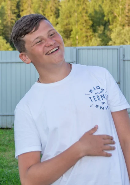 Teenager Expresses Various Emotions His Face — Stock Photo, Image