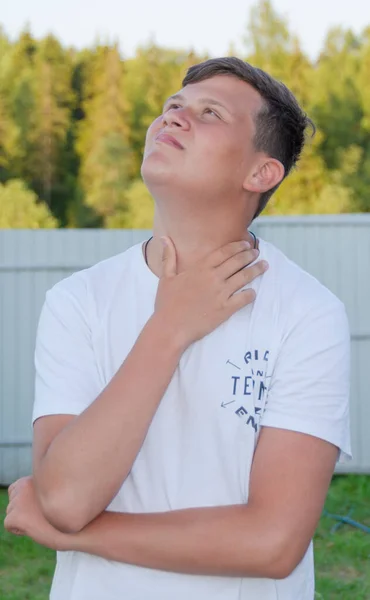 Teenager Expresses Various Emotions His Face — Stock Photo, Image