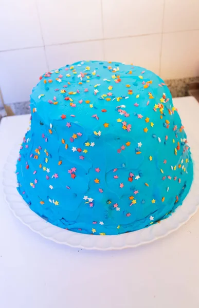 Piękny Jasny Niebieski Pyszne Ciasto — Zdjęcie stockowe