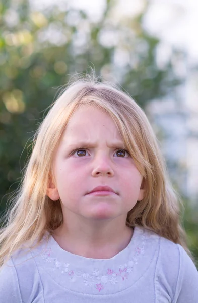 Emotions Little Girl Expresses Different Emotions Her Face — Stock Photo, Image