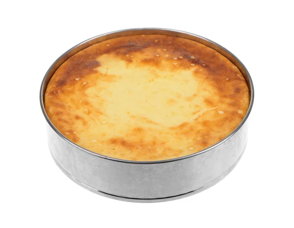 Cheesecake in aluminium pan — Stockfoto