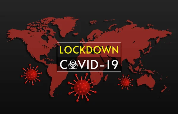 World Covid Lockdown Background Virus Hazard Pandemic Health Risk Lockdown — Stock Vector