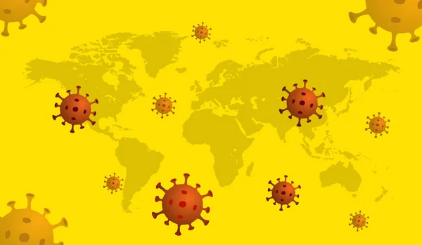 Dunia Coronavirus Latar Belakang Virus Hazard Pandemi Risiko Kesehatan Konsep - Stok Vektor