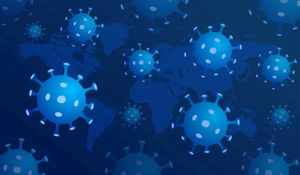 Latar Belakang Sel Sel Coronavirus Dunia Virus Hazard Pandemi Risiko - Stok Vektor