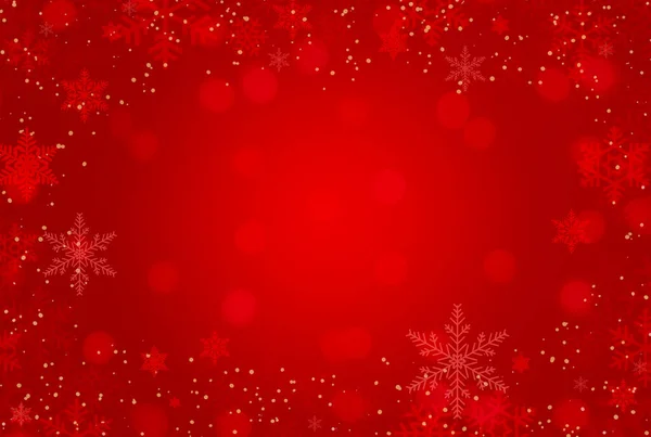 Röd Jul Vinter Bakgrund Med Snöflingor — Stockfoto