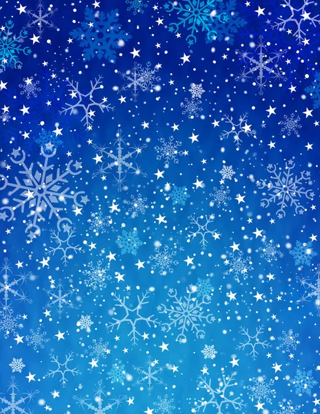 Mavi Noel kış arka planında kar taneleriyle