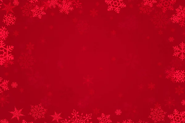 Röd Jul Vinter Bakgrund Med Snöflingor — Stockfoto