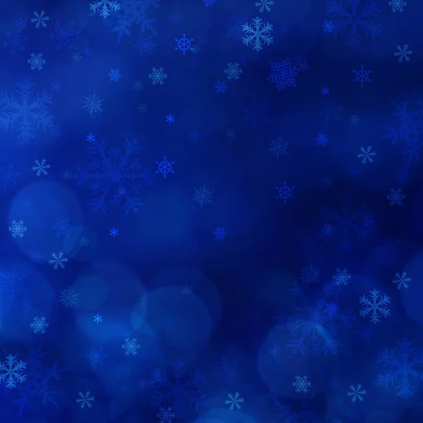 Blå Jul Vinter Bakgrund Med Snöflingor — Stockfoto