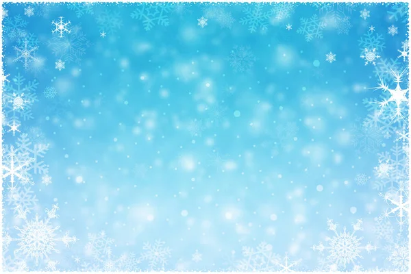 Bleu Noël Fond Hiver Avec Flocons Neige — Photo