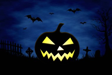 Cadılar bayramı arkaplanı Korkunç balkabağı ve yarasalar