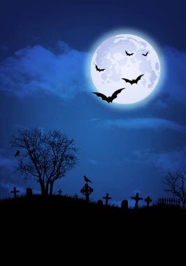 Yarasalar ve ay ile cadılar bayramı arkaplanı