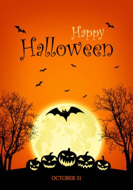 Cadılar bayramı arka planında balkabakları ve yarasalar