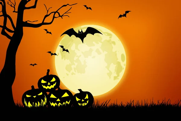 Halloween Hintergrund Mit Kürbissen Und Fledermäusen — Stockfoto