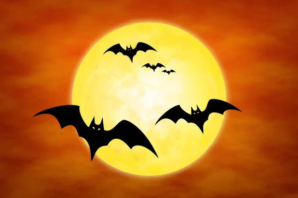 Halloween Hintergrund Mit Fledermäusen Und Mond — Stockfoto