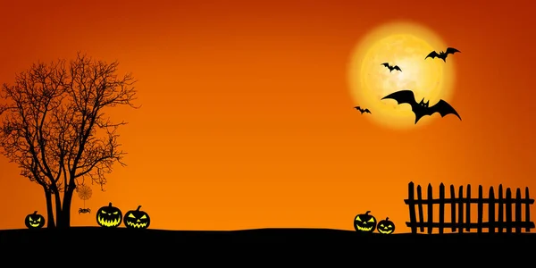 Halloween Hintergrund Mit Kürbissen Und Fledermäusen — Stockfoto