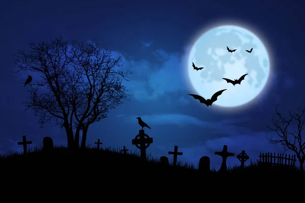 Halloween Background Bats Moon — Stock Photo, Image