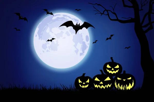 Sfondo Halloween Con Zucche Pipistrelli — Foto Stock