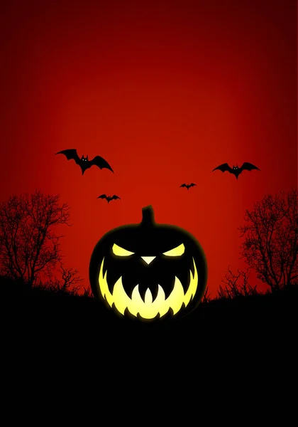 Halloween Hintergrund Mit Gruseligen Kürbis Und Fledermäusen — Stockfoto