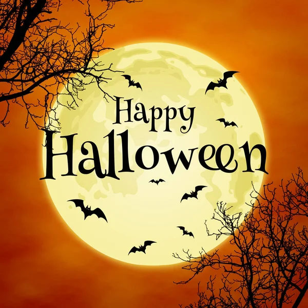 Halloween Background Bats Moon — Stock Photo, Image
