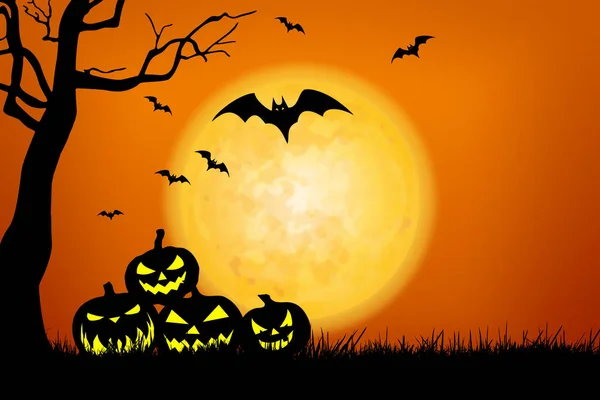 Halloween Background Pumpkins Bats — Stock Photo, Image