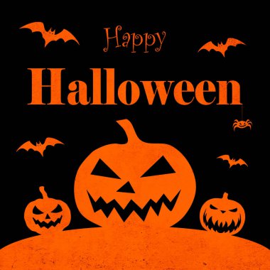 Cadılar Bayramı 'nız kutlu olsun. Ürkütücü balkabakları ve yarasalarla arka plan çizimleri.