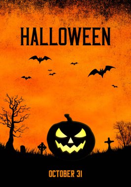 Balkabağı balkabağıyla cadılar bayramı grunge arkaplan çizimi