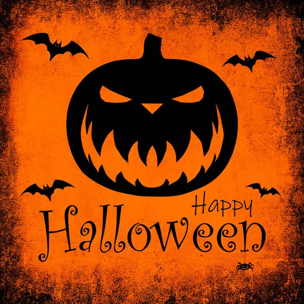 Happy Halloween Achtergrond Met Eng Pompoen Vleermuizen — Stockfoto
