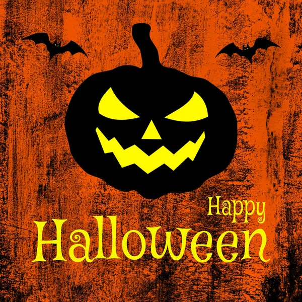 Happy Halloween Achtergrond Met Eng Pompoen Vleermuizen — Stockfoto