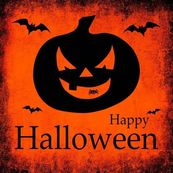 Happy Halloween Grunge Achtergrond Illustratie Met Spookachtige Pompoenen Vleermuizen — Stockfoto